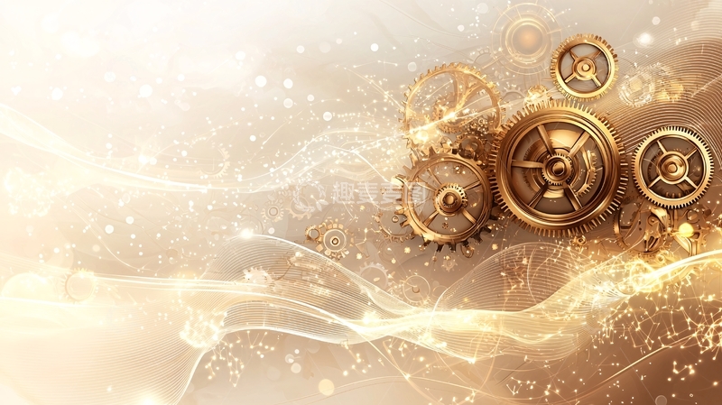 高清大图下载【趣麦麦图】金色齿轮背景