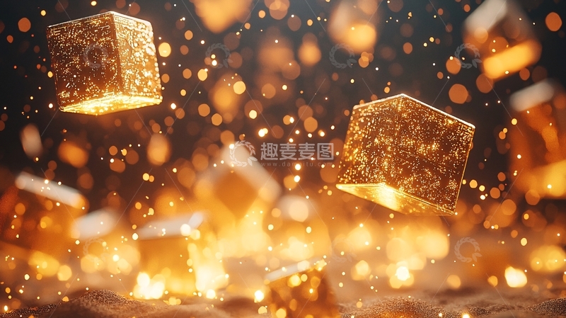 高清大图下载【趣麦麦图】金色方块