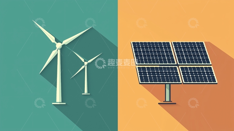高清大图下载【趣麦麦图】风力发电和太阳能发电