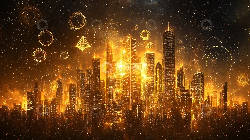 高清大图下载【趣麦麦图】火焰中的未来都市