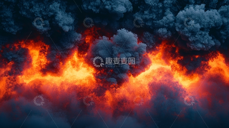 高清大图下载【趣麦麦图】浓烟滚滚的大火燃烧