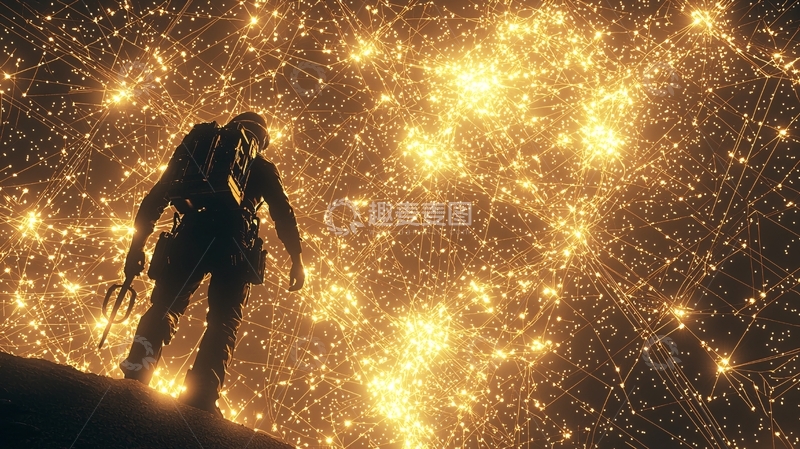 高清大图下载【趣麦麦图】黑暗背景下战士仰望星光