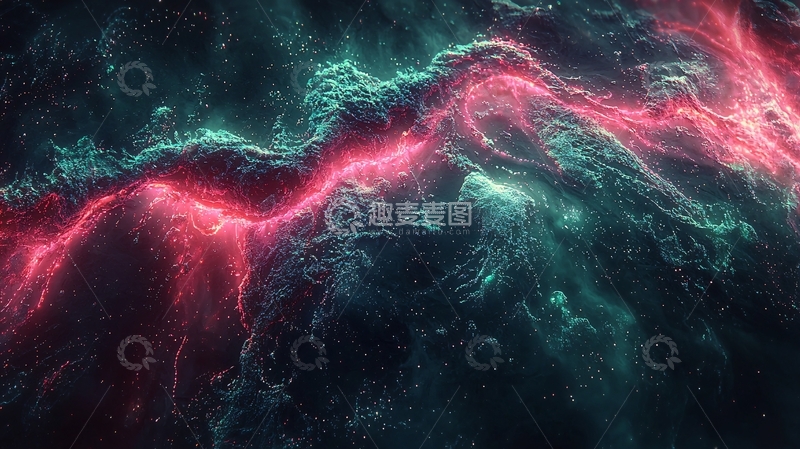 高清大图下载【趣麦麦图】红蓝星云交织的宇宙景象