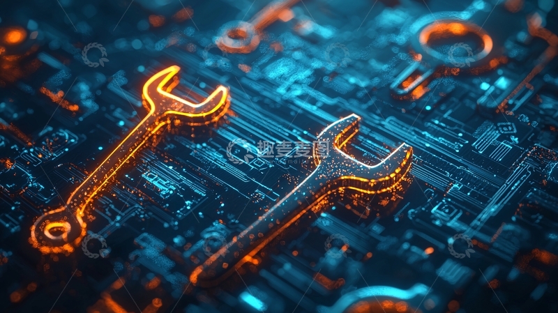 高清大图下载【趣麦麦图】电路板上的扳手