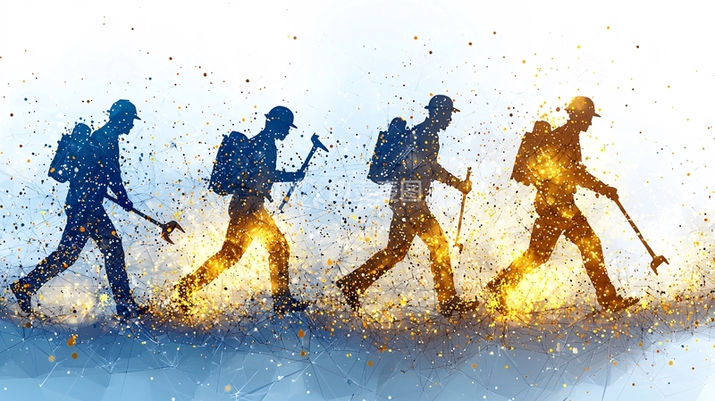 高清大图下载【趣麦麦图】徒步旅行者剪影