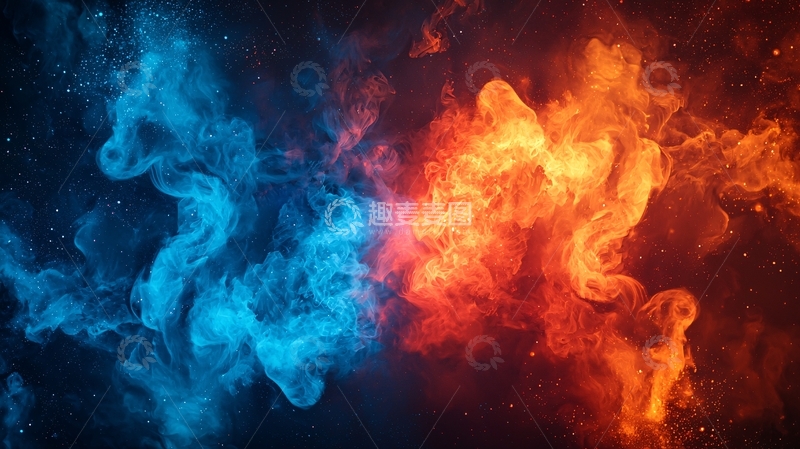 高清大图下载【趣麦麦图】冰与火交融的烟雾