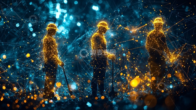 高清大图下载【趣麦麦图】光影交错的工人剪影