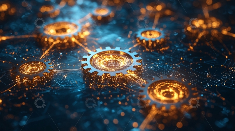 高清大图下载【趣麦麦图】金色齿轮网络