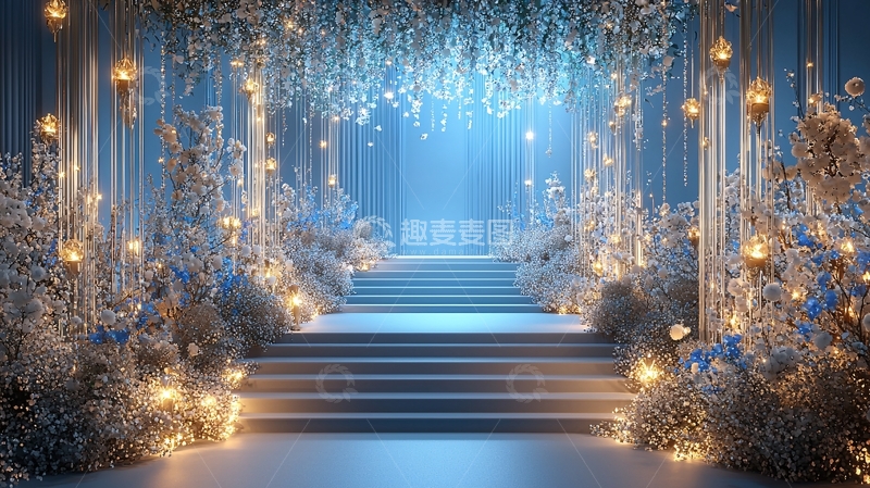 高清大图下载【趣麦麦图】蓝色梦幻婚礼背景