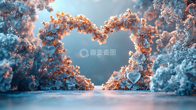 高清大图下载【趣麦麦图】梦幻爱心云朵