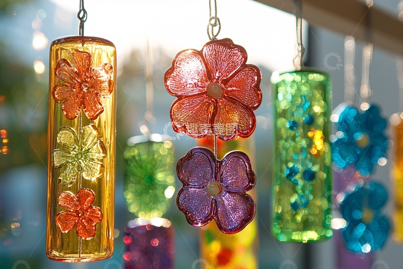 高清大图下载【趣麦麦图】彩色玻璃花朵吊饰