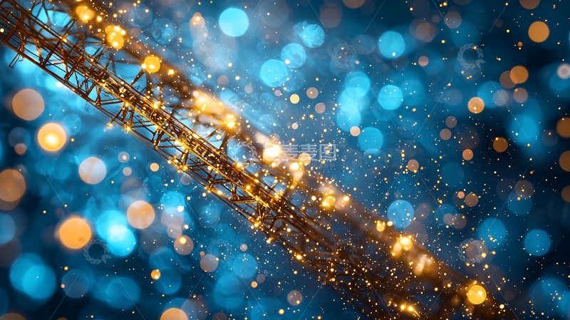 高清大图下载【趣麦麦图】蓝色背景金色亮片