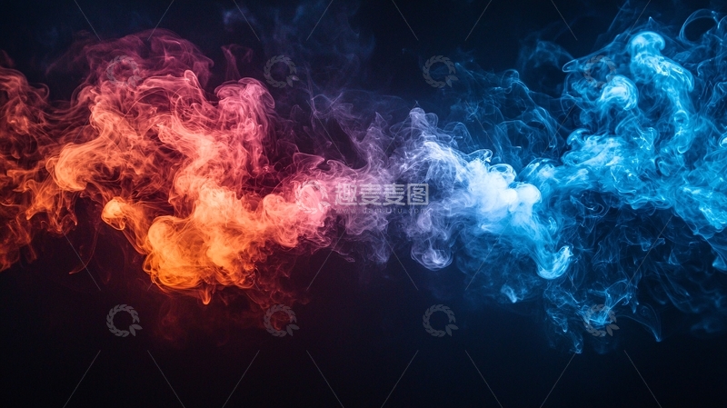 高清大图下载【趣麦麦图】红蓝烟雾背景