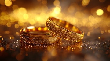 闪耀金色的结婚戒指