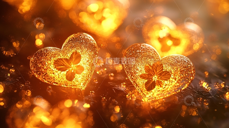 高清大图下载【趣麦麦图】闪耀金色水晶爱心