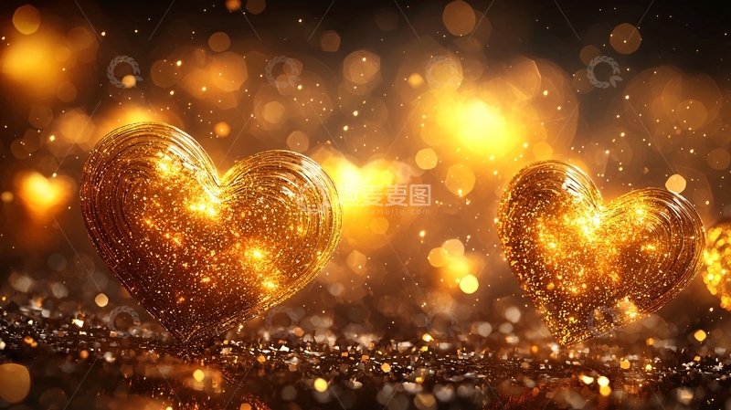高清大图下载【趣麦麦图】闪耀金光爱心背景图
