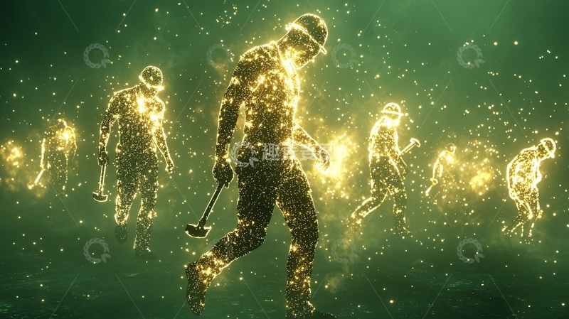 高清大图下载【趣麦麦图】金色粒子人像