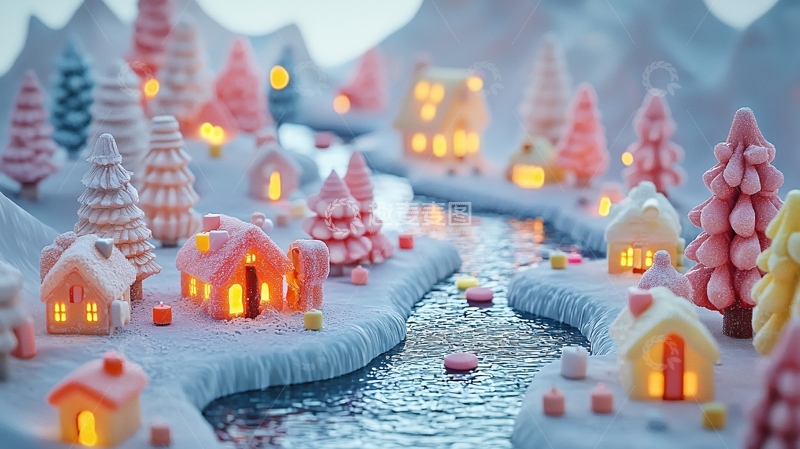 高清大图下载【趣麦麦图】梦幻冬季小镇