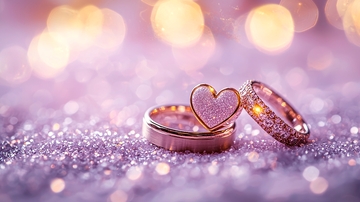 粉色闪光背景婚戒