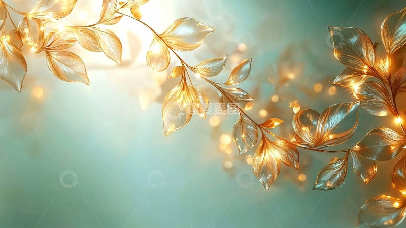 高清大图下载【趣麦麦图】梦幻金色花枝