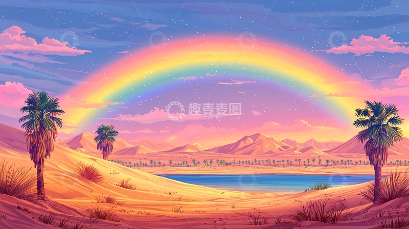 高清大图下载【趣麦麦图】彩虹沙漠风景