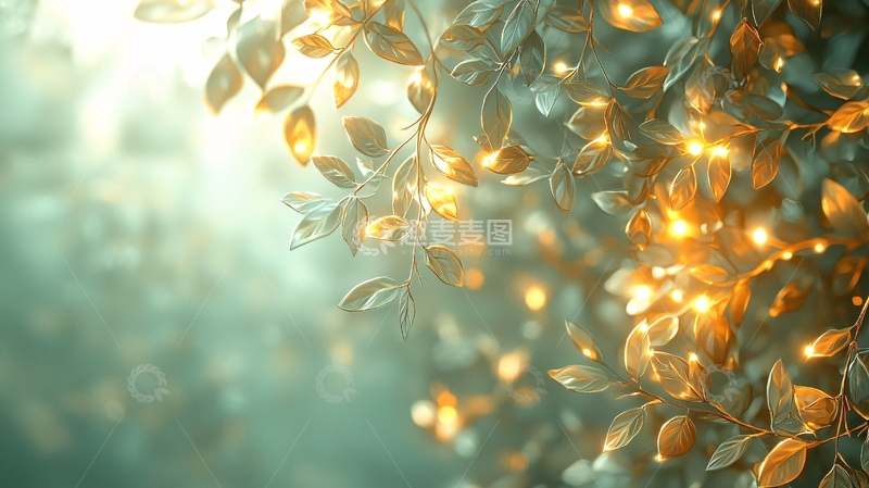 高清大图下载【趣麦麦图】梦幻光影树叶