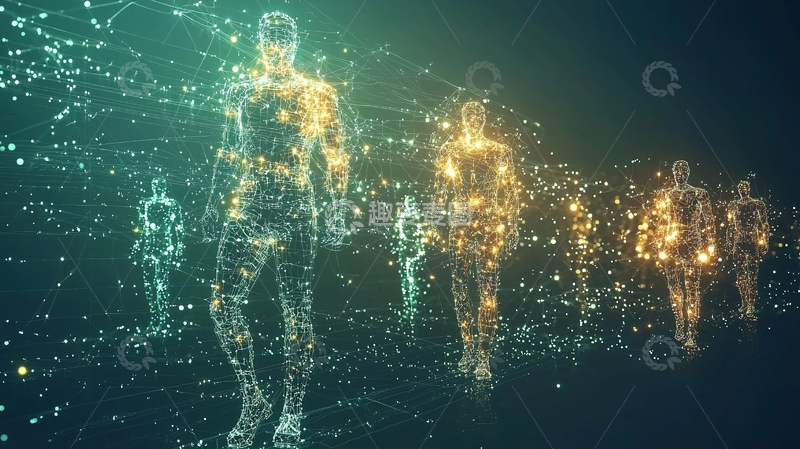 高清大图下载【趣麦麦图】光点组成的行走人形