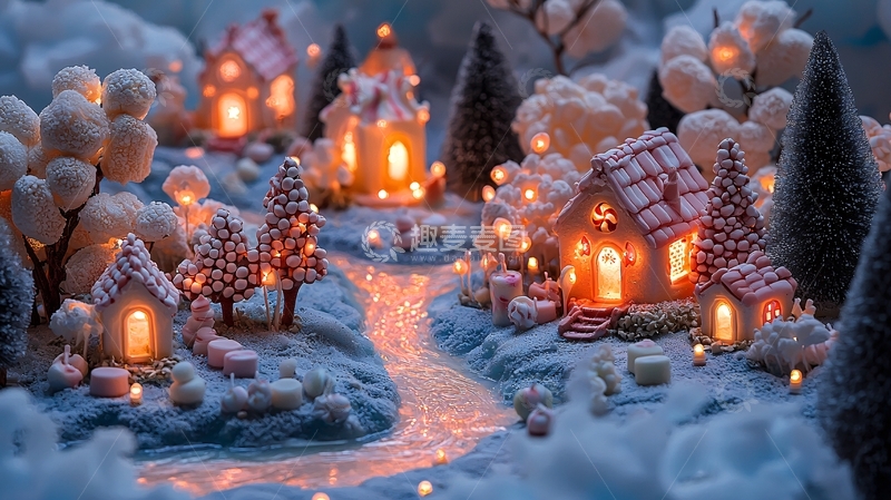 高清大图下载【趣麦麦图】冬日姜饼屋村庄