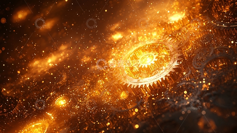 高清大图下载【趣麦麦图】火焰齿轮宇宙背景
