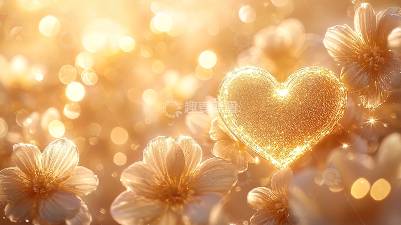 高清大图下载【趣麦麦图】金色爱心