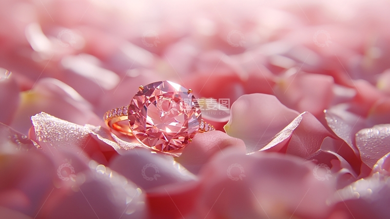 高清大图下载【趣麦麦图】粉色宝石戒指