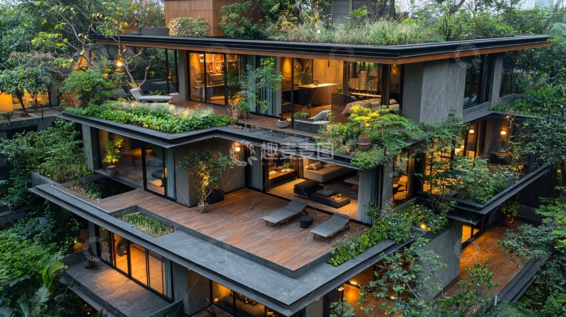 高清大图下载【趣麦麦图】绿植环绕的现代化别墅