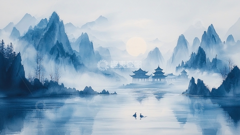 高清大图下载【趣麦麦图】水墨画山水