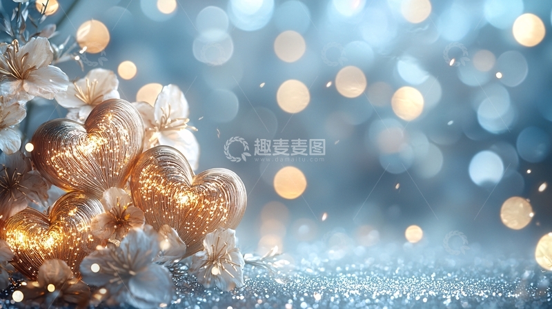 高清大图下载【趣麦麦图】冬日暖光心形装饰