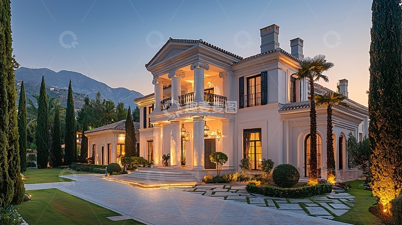 高清大图下载【趣麦麦图】豪华别墅夜景