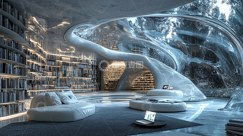 高清大图下载【趣麦麦图】未来感图书馆设计