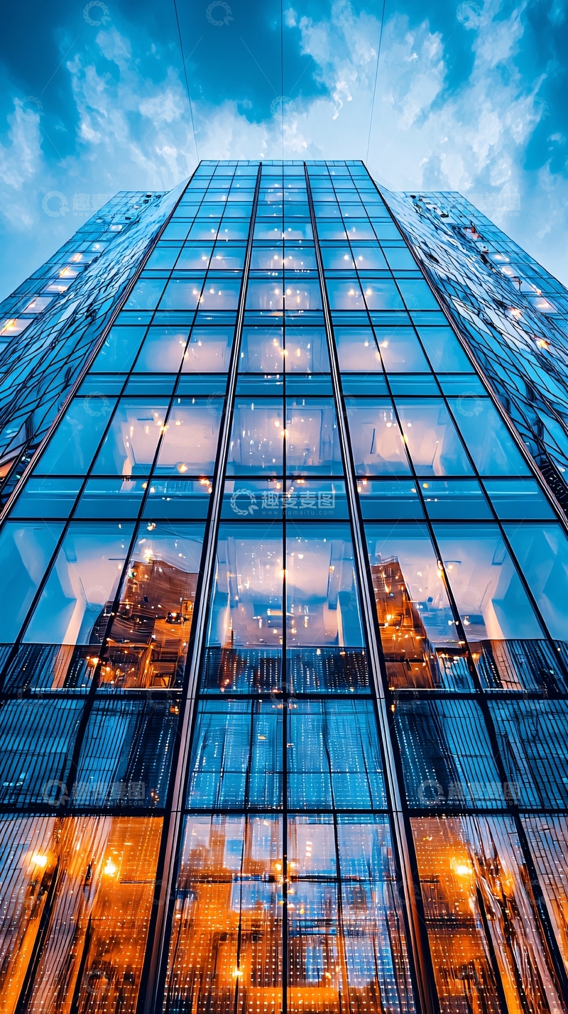 高清大图下载【趣麦麦图】蓝色玻璃幕墙大楼