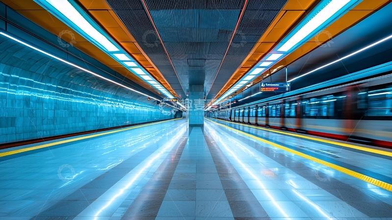 高清大图下载【趣麦麦图】地铁站台灯光