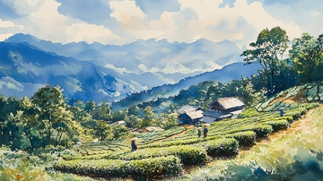 山峦叠嶂茶园风光