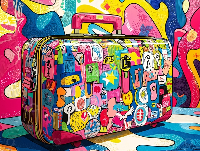 高清大图下载【趣麦麦图】彩色行李箱