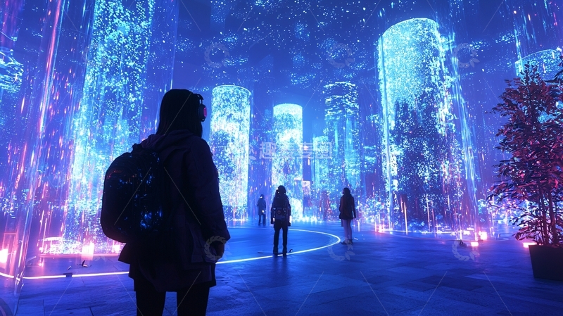 高清大图下载【趣麦麦图】蓝色梦幻未来城市