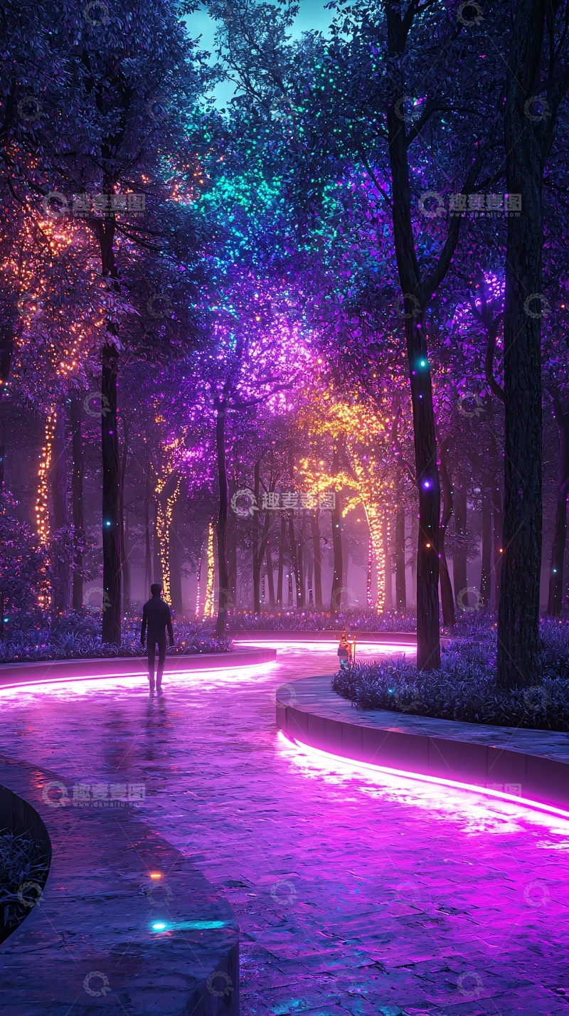 高清大图下载【趣麦麦图】梦幻森林夜景