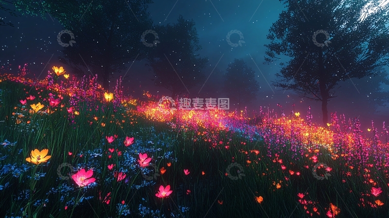高清大图下载【趣麦麦图】梦幻森林夜景