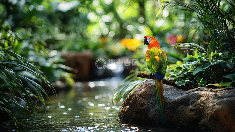 高清大图下载【趣麦麦图】热带雨林金刚鹦鹉