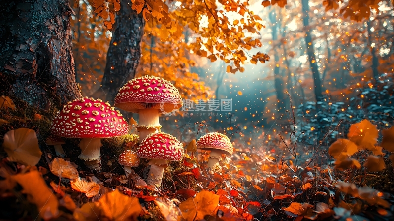 高清大图下载【趣麦麦图】秋季森林蘑菇
