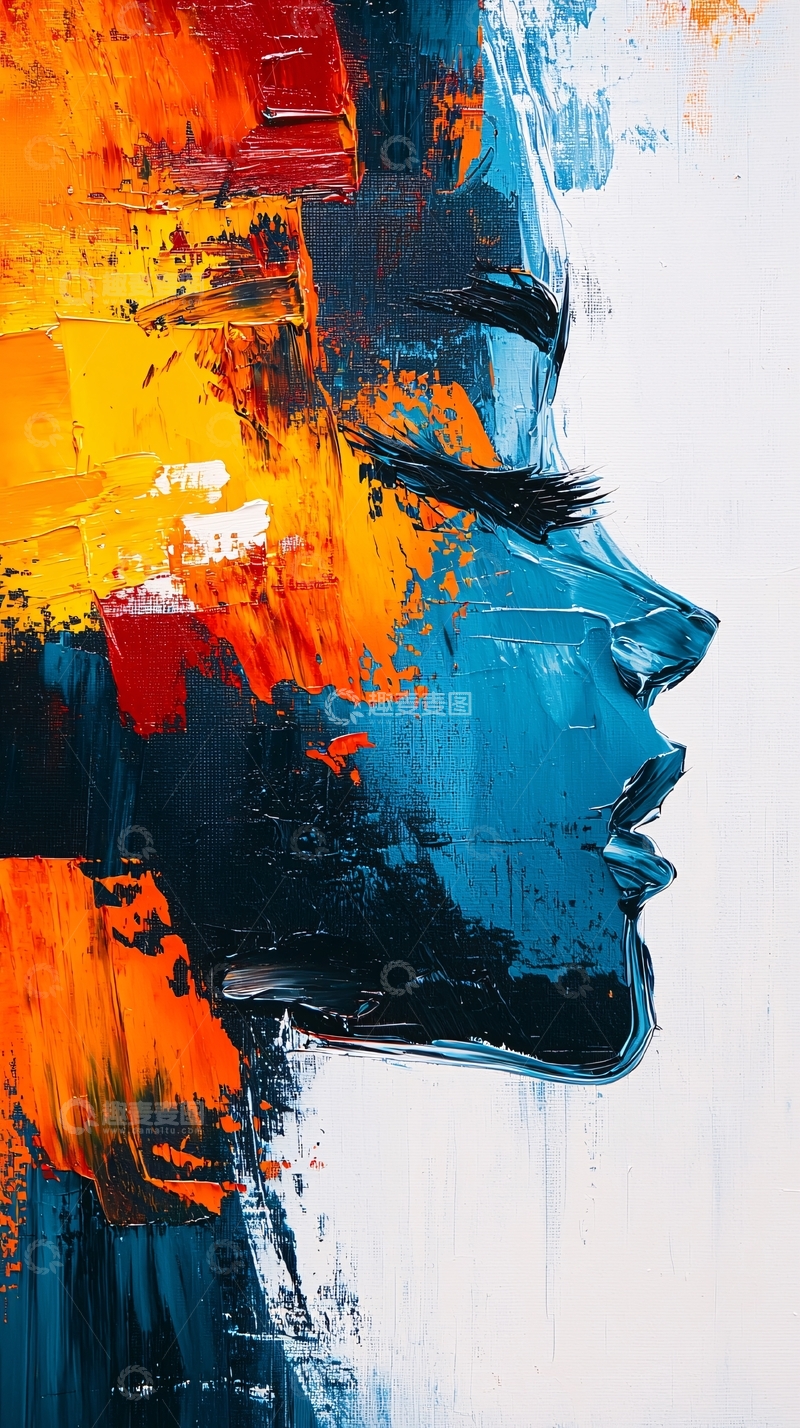 高清大图下载【趣麦麦图】抽象女性侧脸