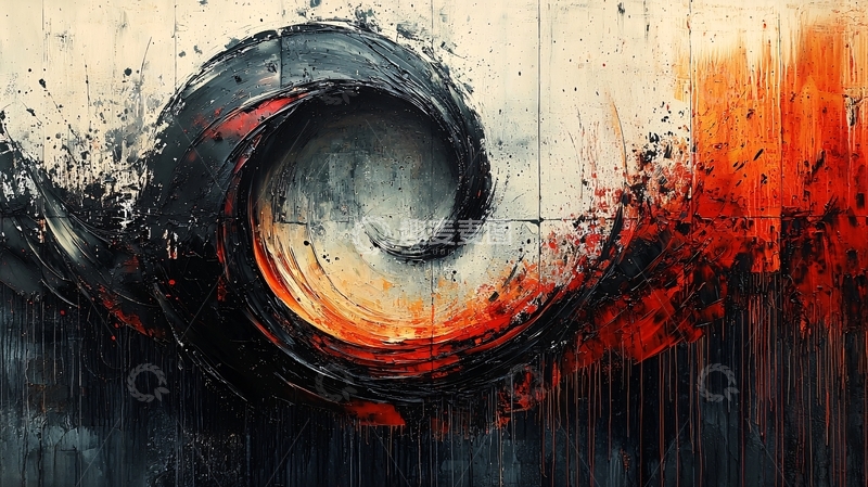 高清大图下载【趣麦麦图】抽象漩涡油画