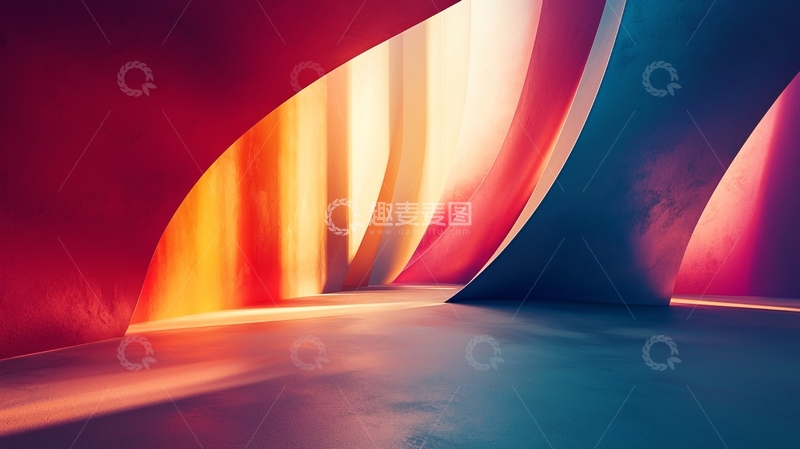 高清大图下载【趣麦麦图】抽象彩色建筑空间