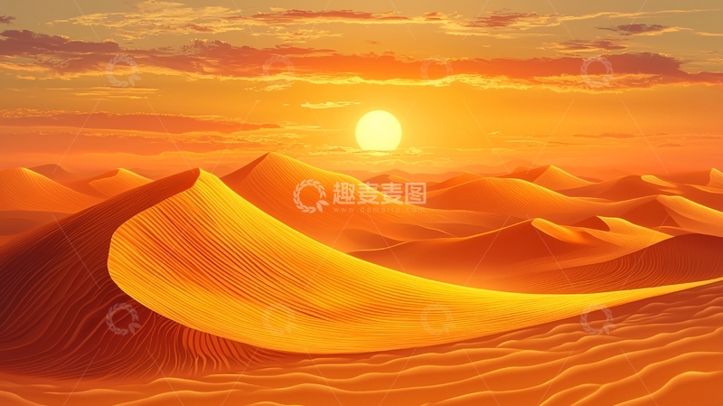 高清大图下载【趣麦麦图】沙漠日落