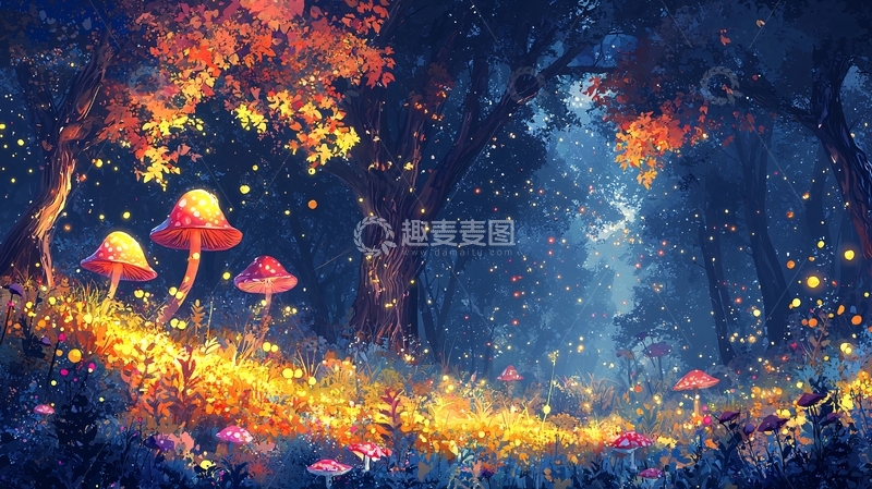 高清大图下载【趣麦麦图】梦幻萤火森林